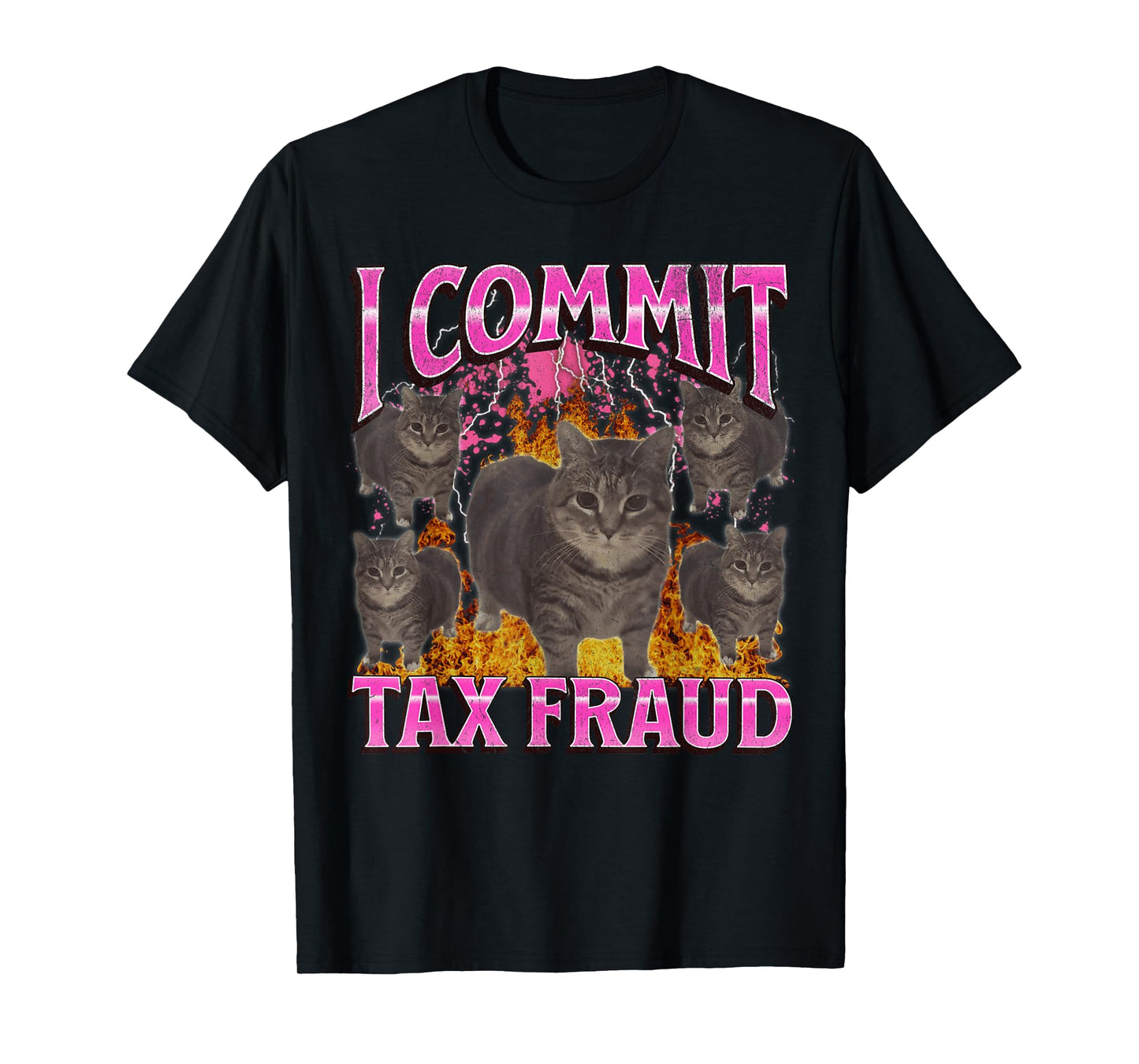 I Commit Tax Fraud Funny Oia Oia Cat Meme Bootleg Graphic T-Shirt