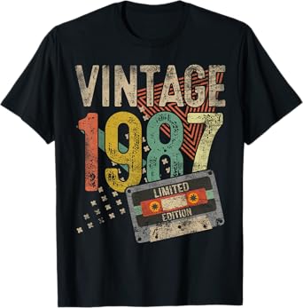 Vintage 1987 38th Birthday Gifts For Men Women 38 Year Old T-Shirt
