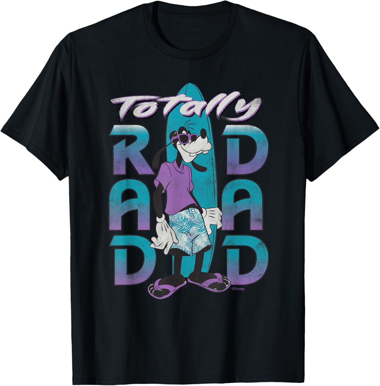 Disney Goofy Totally Rad Dad Father’s Day Surfing Distressed T-Shirt