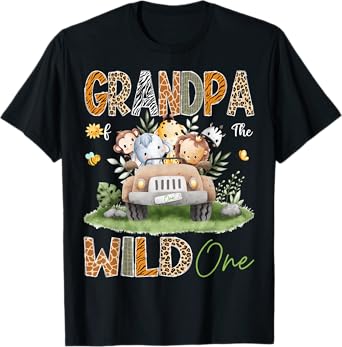 Grandpa of the Wild One 1St Birthday Safari Animals Truck T-Shirt