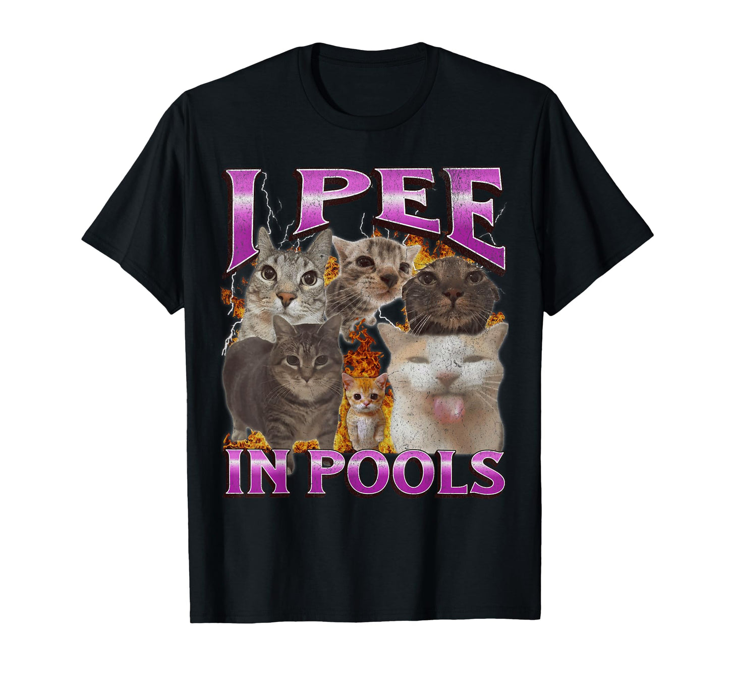 I Pee In Pools Funny Cat Meme Bootleg Graphic Men Women T-Shirt