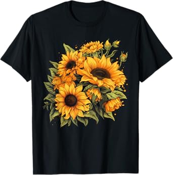 Yellow Sunflowers Cute summer flowers Floral Positivity T-Shirt