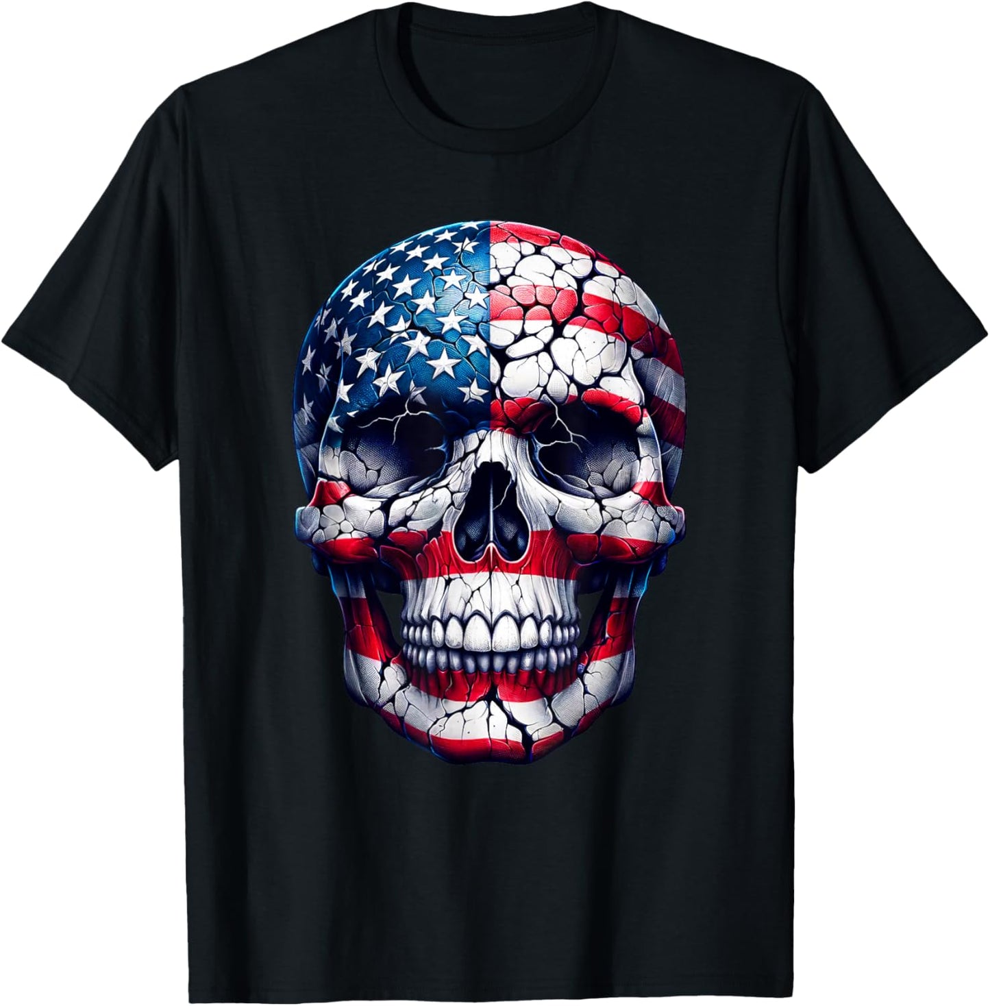 USA Skull American Flag Skeleton 4th of July Patriotic USA T-Shirt