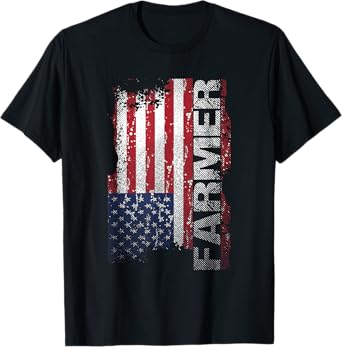 USA Flag Farmer T-Shirt, American Farmers Tee Patriotic Gift T-Shirt