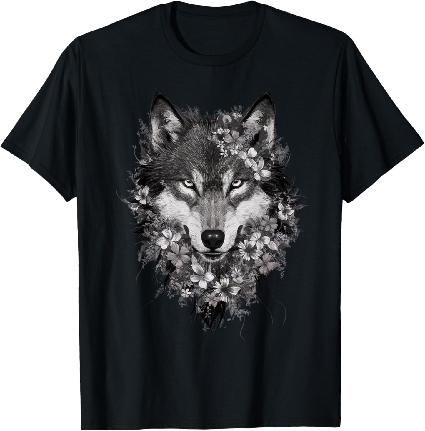 Floral Wolf Vintage Flowers Wolf Face for Wolves Lover T-Shirt