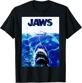 Jaws 50th Anniversary Poster Blue Halftone 2-Sided T-Shirt