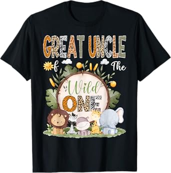 Great Uncle Of The Wild One 1St Birthday Kid Safari Woodland T-Shirt