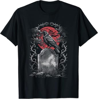 Raven Bird Gothic Raven art Cemetery Fantasy T-Shirt