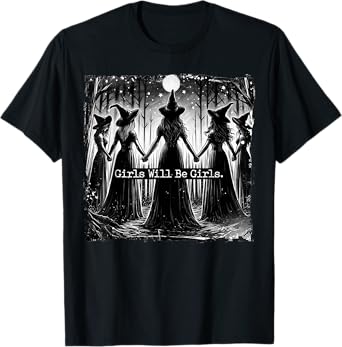Retro Girl Will Be Girl Women Witches Halloween Costume T-Shirt