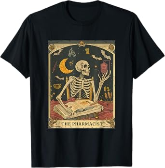 Pharmacist Skeleton Tarot Card Pharmacy Tech Medical Student T-Shirt