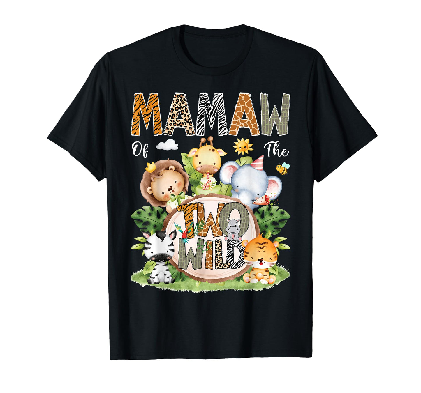 Mamaw Of The Two Wild 2Nd Birthday Kids Safari Jungle T-Shirt