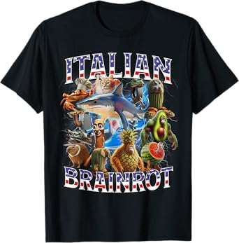 Italian Brainrot Big Meme 4th of July Flag Foot T-Shirt