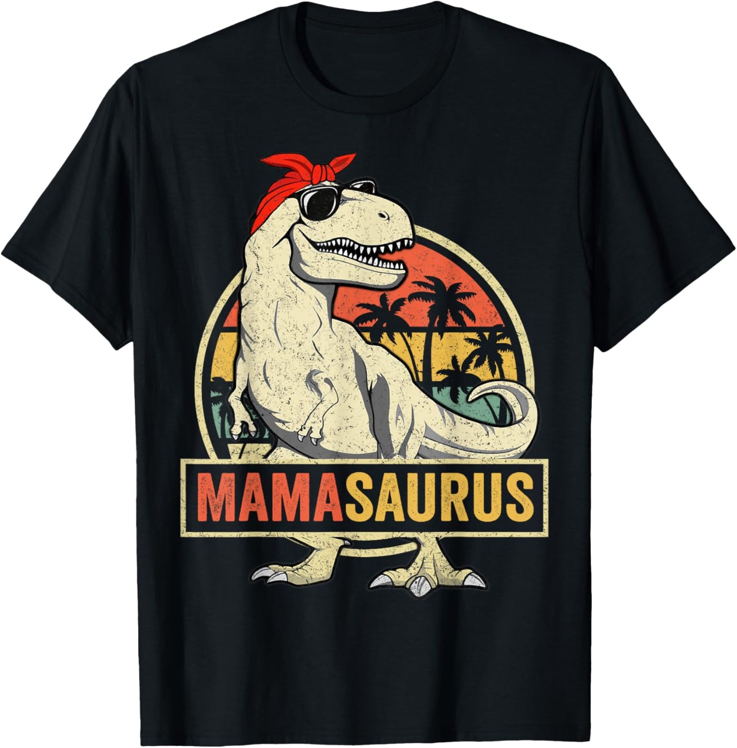 Mamasaurus T Rex Dinosaur Funny Mother's Day Gifts Mom Mommy Unisex Adult Classic Fit Black Short Sleeve T-Shirt