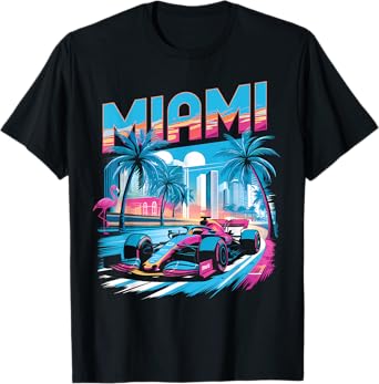 Miami Racing Gifts Men Women Race Car Racer Driver T-Shirt