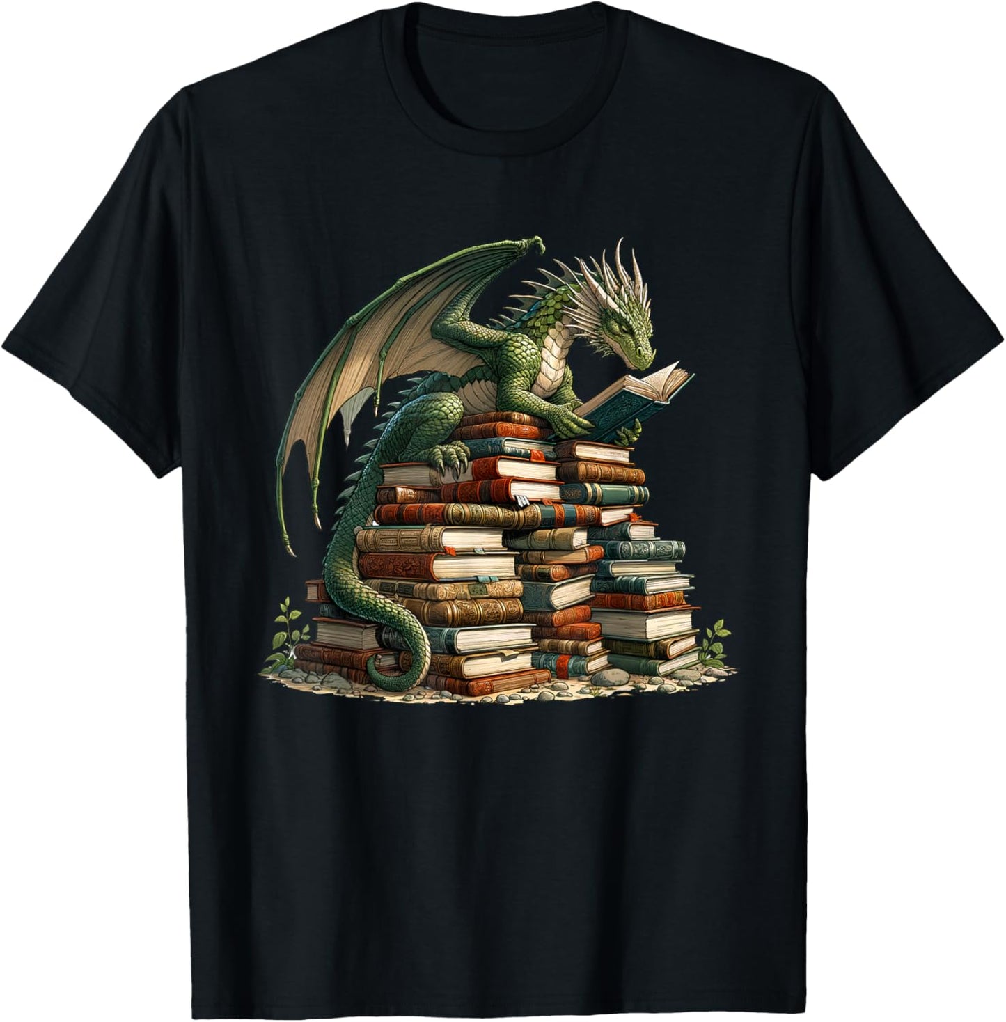 Distressed Bookworm Dragons Reading Book - Dragons and Books T-Shirt
