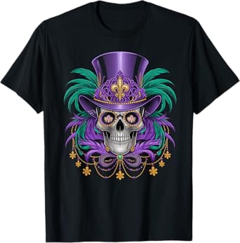 Mardi Gras Costume Sugar Skull Carnival For Men Women T-Shirt