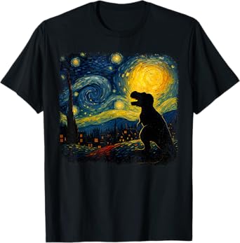 T Rex Starry Night Van Gogh Dinosaus Gifts Men Women Kid T-Shirt
