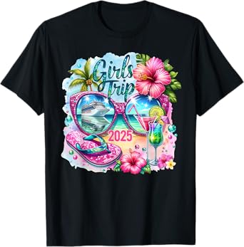 Girl's Trip 2025 Hawaii Beach Sunglasses Summer Vacation T-Shirt