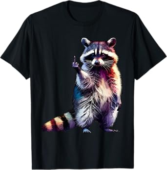Raccoon Middle Finger Trash Panda Racoon Sarcastic Humor T-Shirt