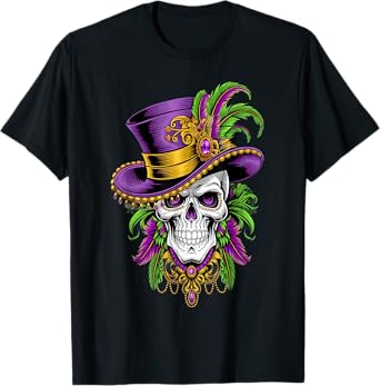 Mardi Gras Sugar Skull Carnival New Orleans Men Women Gifts T-Shirt