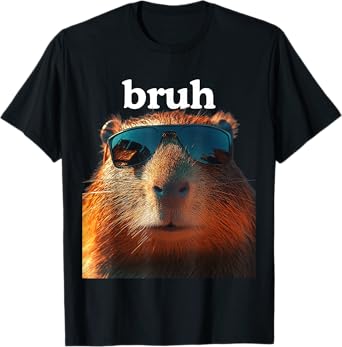 Funny Meme lovers Capybara Bruh with Sunglasses Men Women T-Shirt