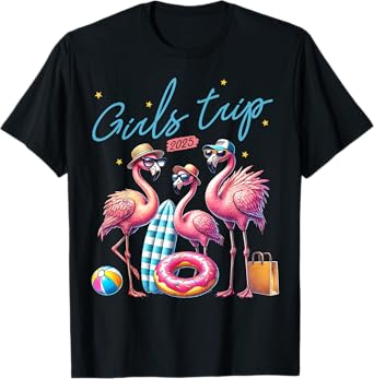Flamingo Girls Trip 2025 Cute Girls Weekend 2025 Summer Trip T-Shirt