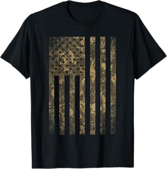 Camouflage American Flag Print Camo Military Tactical Gifts T-Shirt