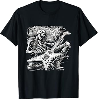 Skeleton Playing Guitar Music Gifts For Men Women Rock Band T-Shirt