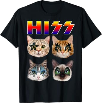 Funny Cat Hiss Rock and Roll T-Shirt for Cat Lovers