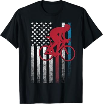 Cycling Bike Bicycle 4th of July Gift American Flag USA T-Shirt for Women Kids Men