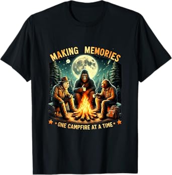 Retro Making Memories One Campfire At A Time Bigfoot Camping T-Shirt