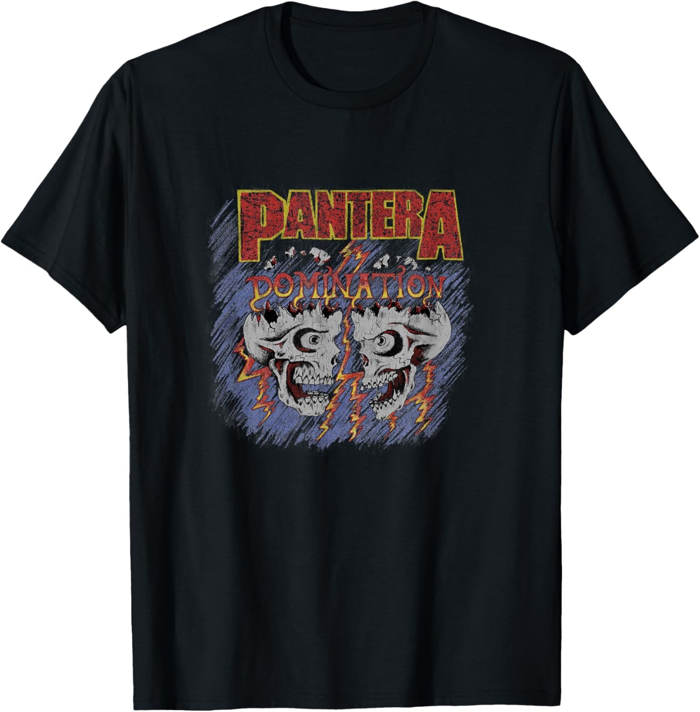 Pantera Official Domination Black Cotton T-Shirt, Unisex-Adults, Small, Short Sleeve, Crew Collar, Classic Fit