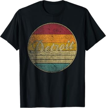 Detroit Michigan Vintage Distressed Retro Silhouette 70s 80s T-Shirt