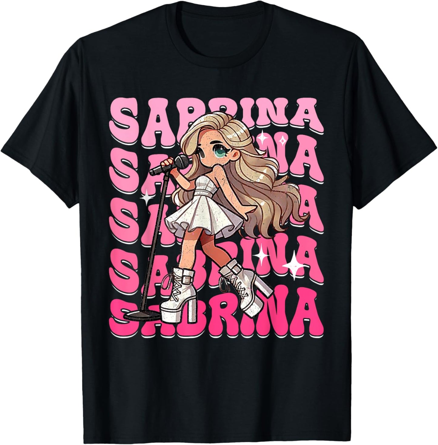 Chibi Personalized Name I Love Sabrina Groovy Birthday T-Shirt