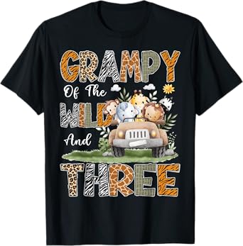 Grampy Of The Wild Three 3Rd Birthday Safari Jungle Animal T-Shirt