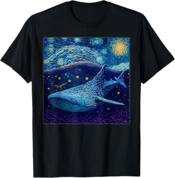 Surrealism Starry Night Whale Shark T-Shirt