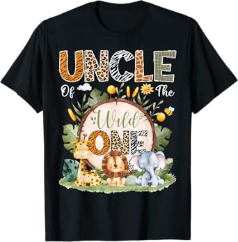 Uncle Of The Wild One 1St Bday Safari Jungle Animals T-Shirt