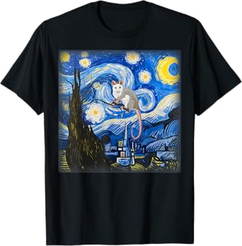 Starry Night Opossum Van Gogh Possum Rodent Gifts Animal T-Shirt