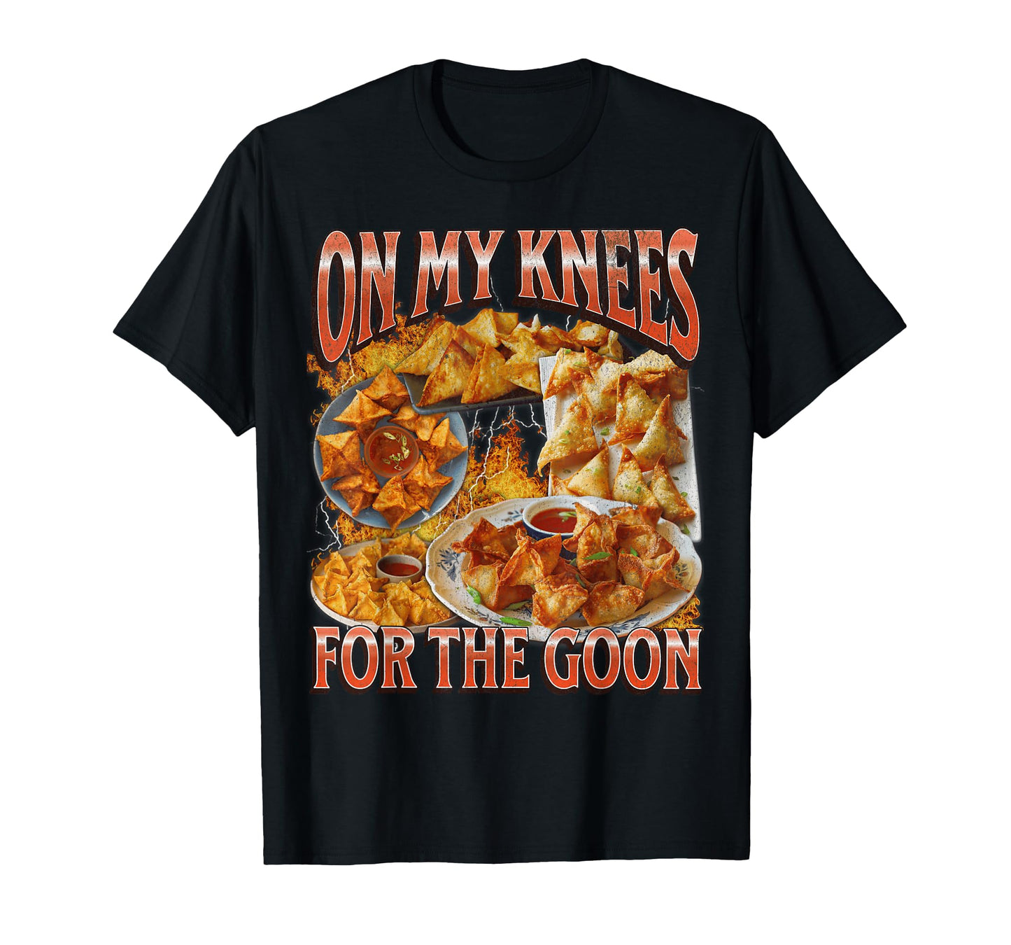 On My Knees Funny Crab Rangoon Meme Bootleg Graphic T-Shirt