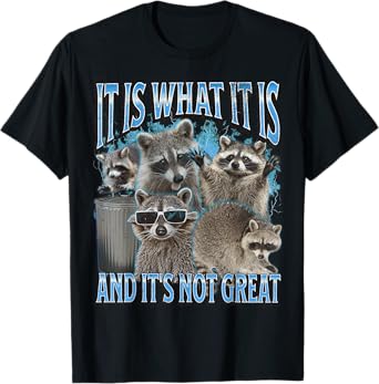 It Is What It Is Funny Raccoon Meme Bootleg Graphic 90s T-Shirt