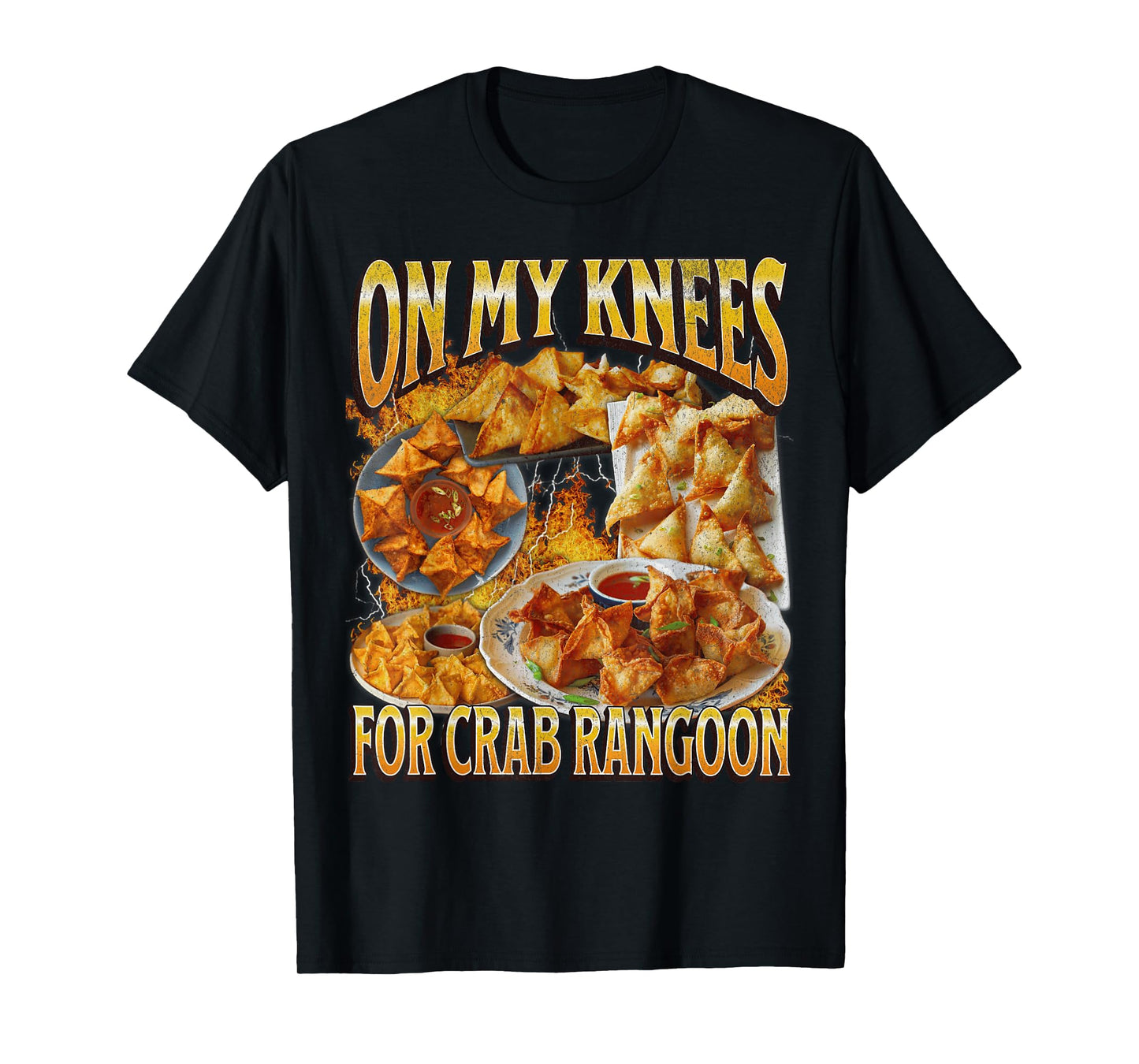 On My Knees Funny Crab Rangoon Meme Bootleg Graphic T-Shirt