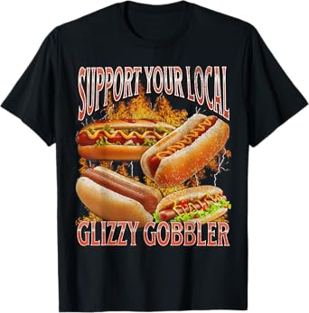 Glizzy Gobbler Funny Wiener Hot Dog Meme Bootleg Graphic T-Shirt for Men Women