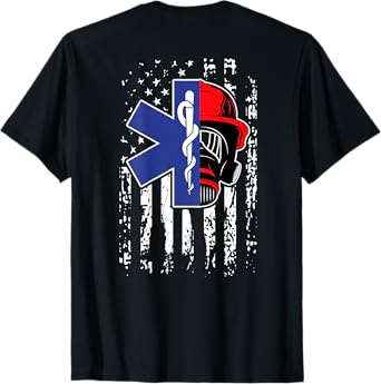 EMT Firefighter Paramedic Firefighter Gift EMS Back Print T-Shirt