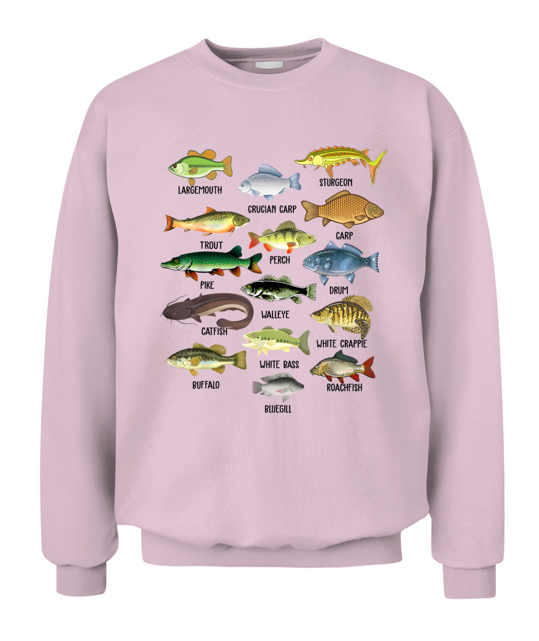 Fishing-Shirt Types Freshwater Fish Funny Bass Dad Graphic T-Shirt