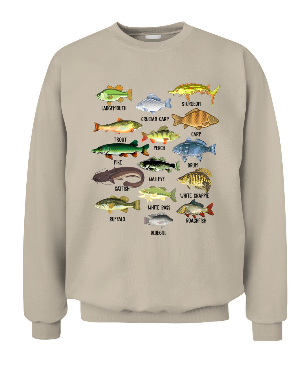 Fishing-Shirt Types Freshwater Fish Funny Bass Dad Graphic T-Shirt