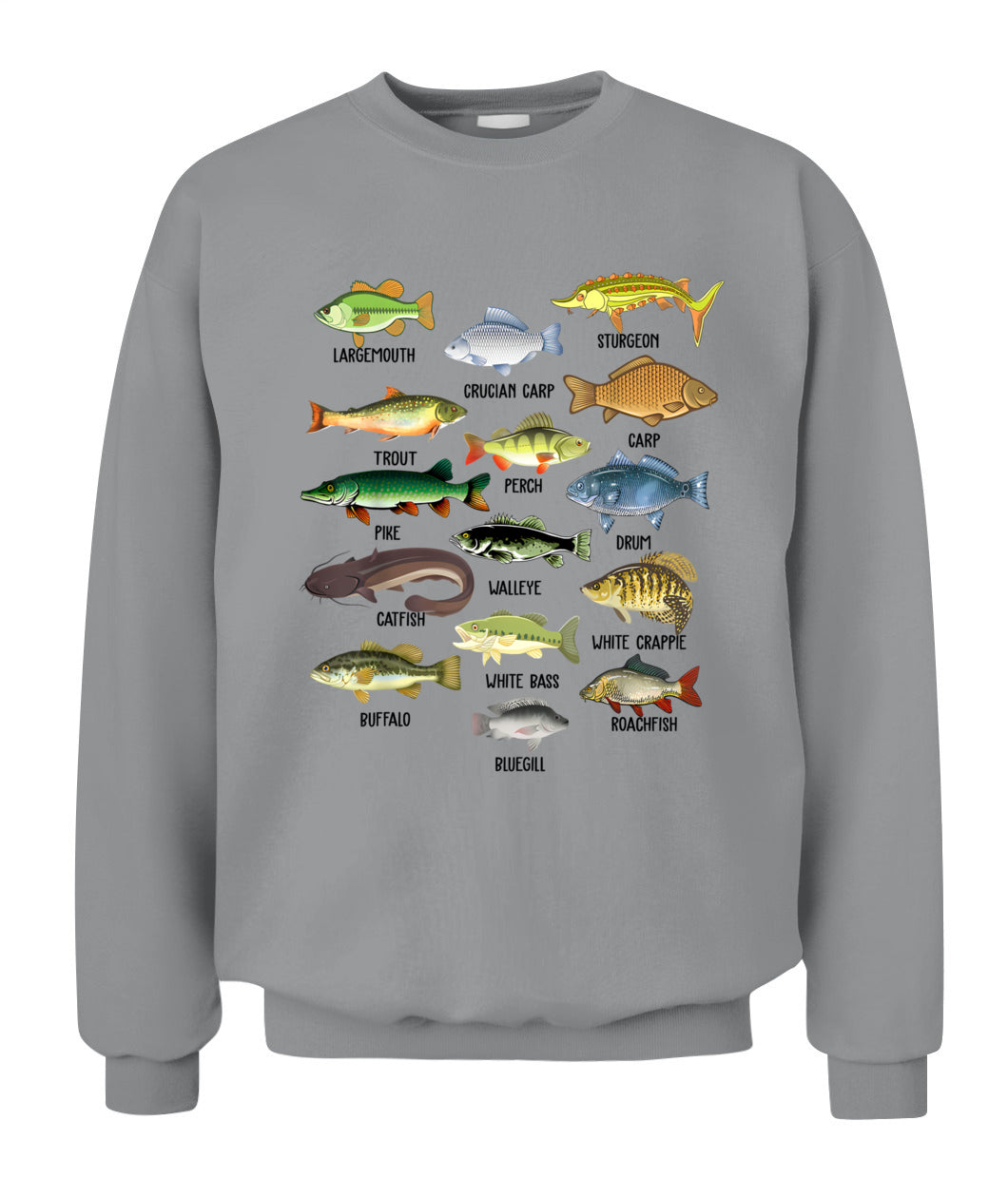 Fishing-Shirt Types Freshwater Fish Funny Bass Dad Graphic T-Shirt