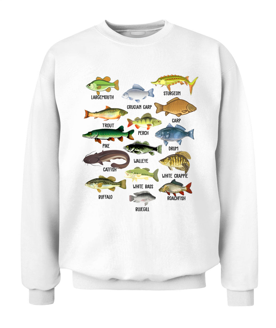 Fishing-Shirt Types Freshwater Fish Funny Bass Dad Graphic T-Shirt