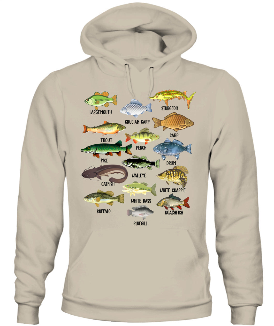 Fishing-Shirt Types Freshwater Fish Funny Bass Dad Graphic T-Shirt