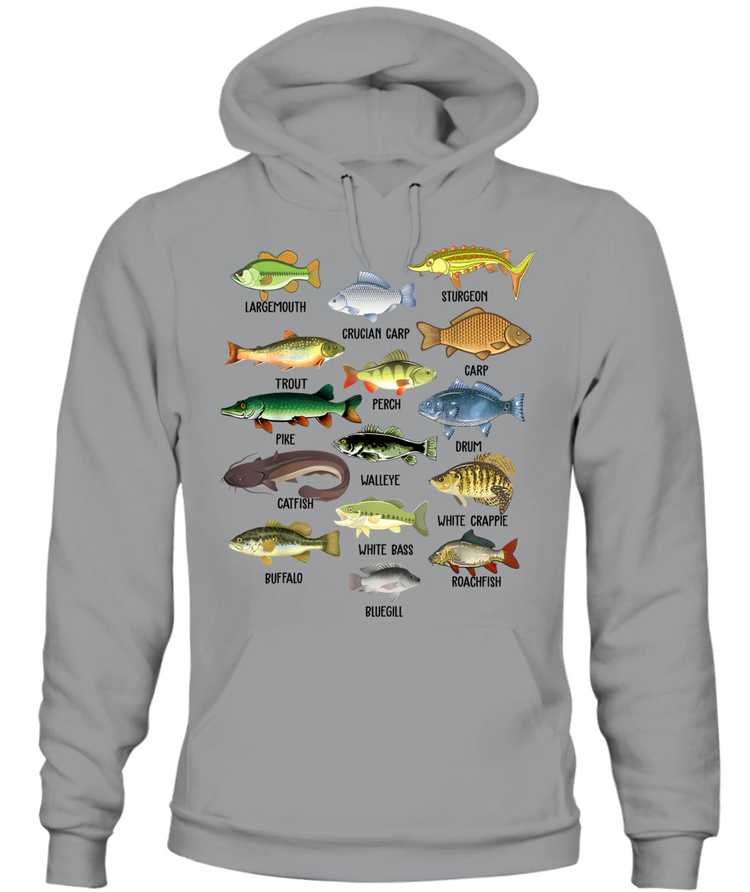 Fishing-Shirt Types Freshwater Fish Funny Bass Dad Graphic T-Shirt