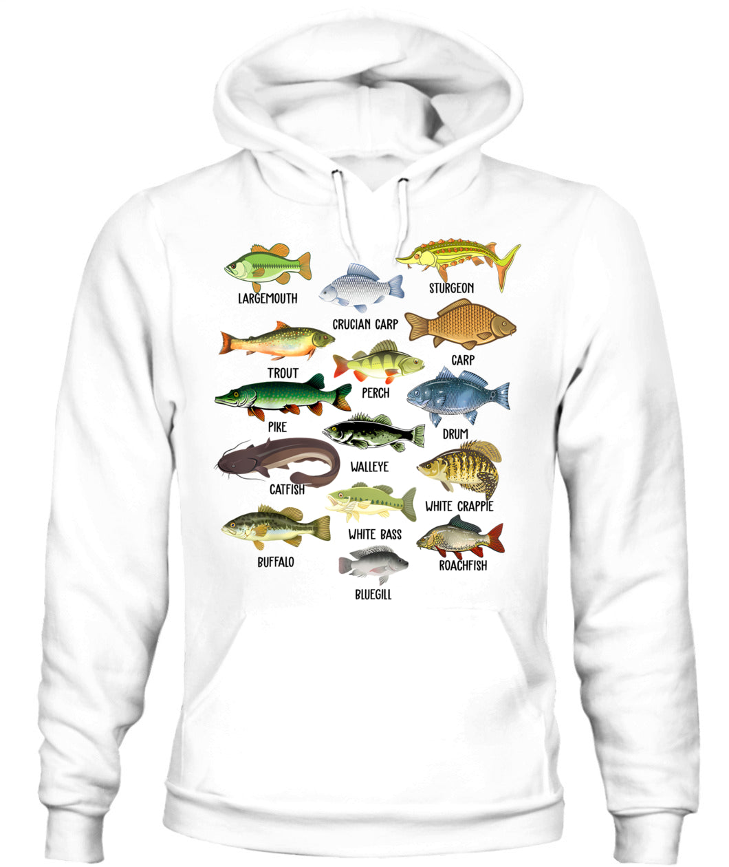 Fishing-Shirt Types Freshwater Fish Funny Bass Dad Graphic T-Shirt